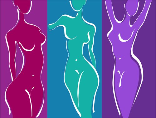 colorful graphic of three women's figures